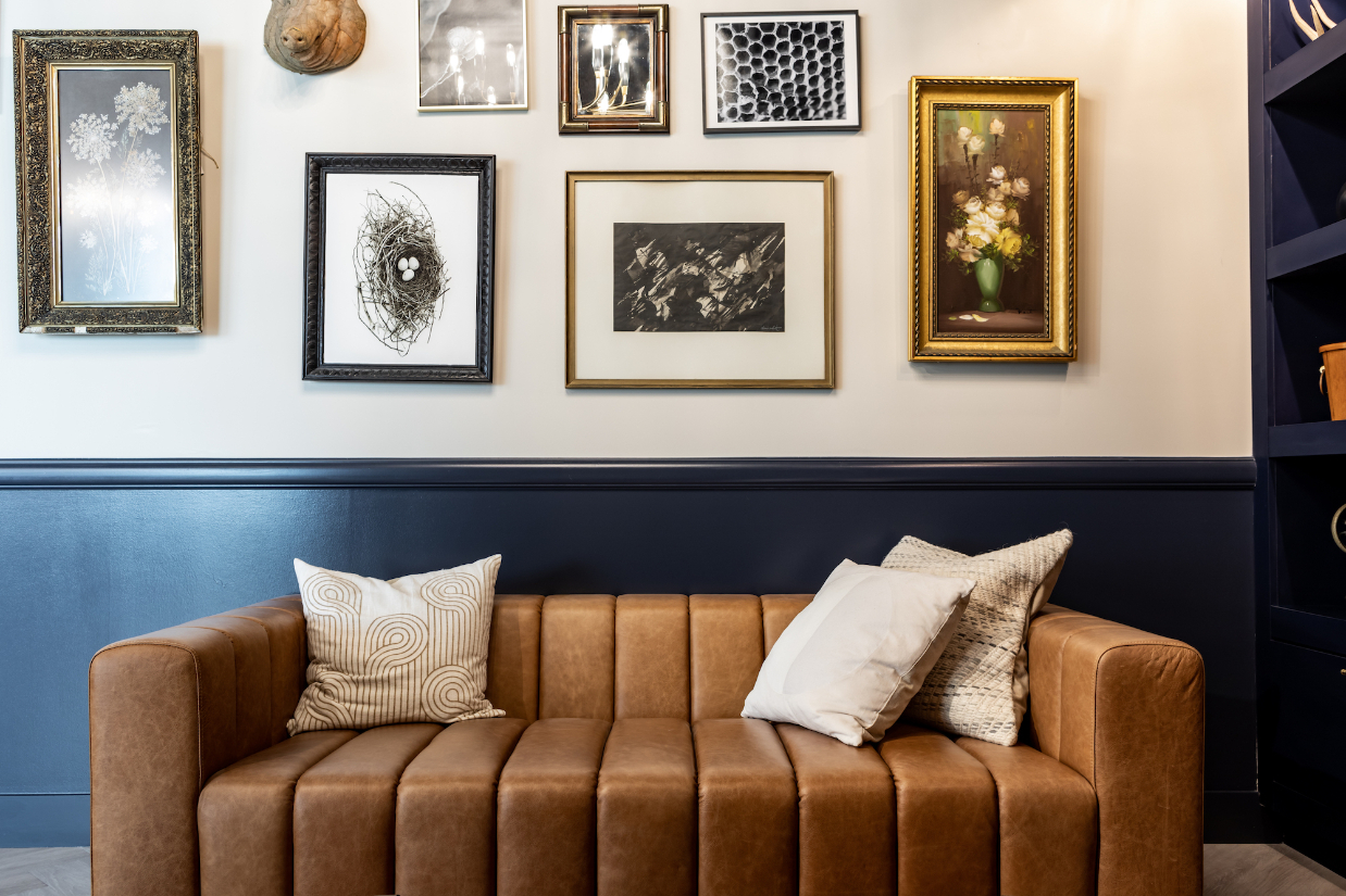 Resident clubroom at Logan Apartments in Logan Square Chicago with upscale lounge seating and modern design