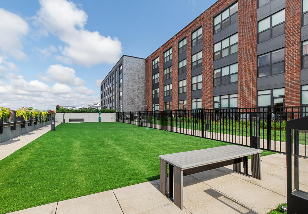 Pet-friendly dog run at Logan Apartments in Logan Square Chicago in Logan Square Chicago apartments